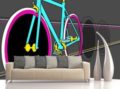 Бирюзовый велосипед на сером фоне, графика