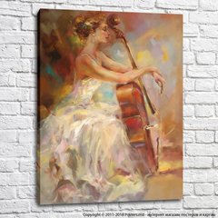Девушка в белом платье и виолончель